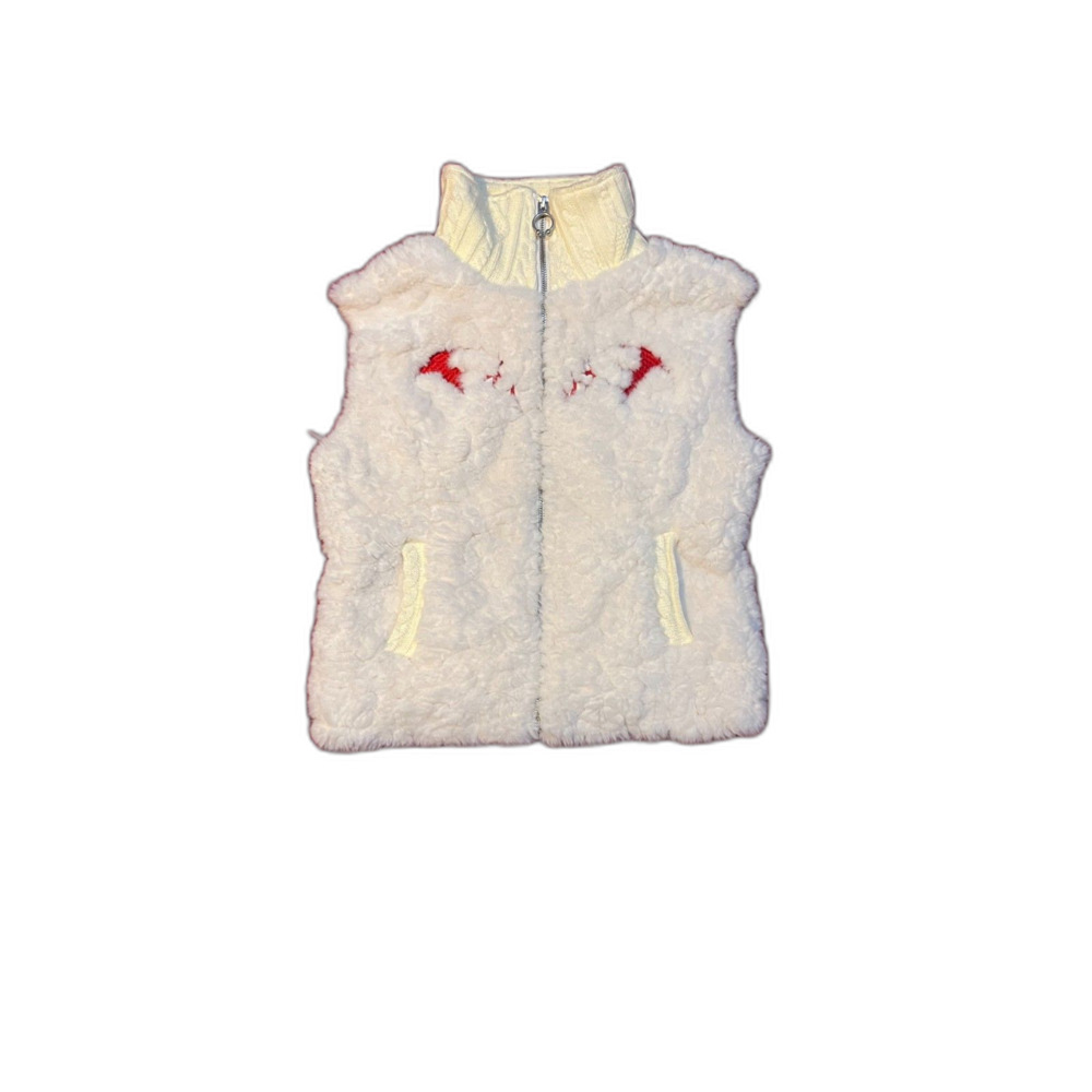 Women Faux Fur Collared Zip up Vest